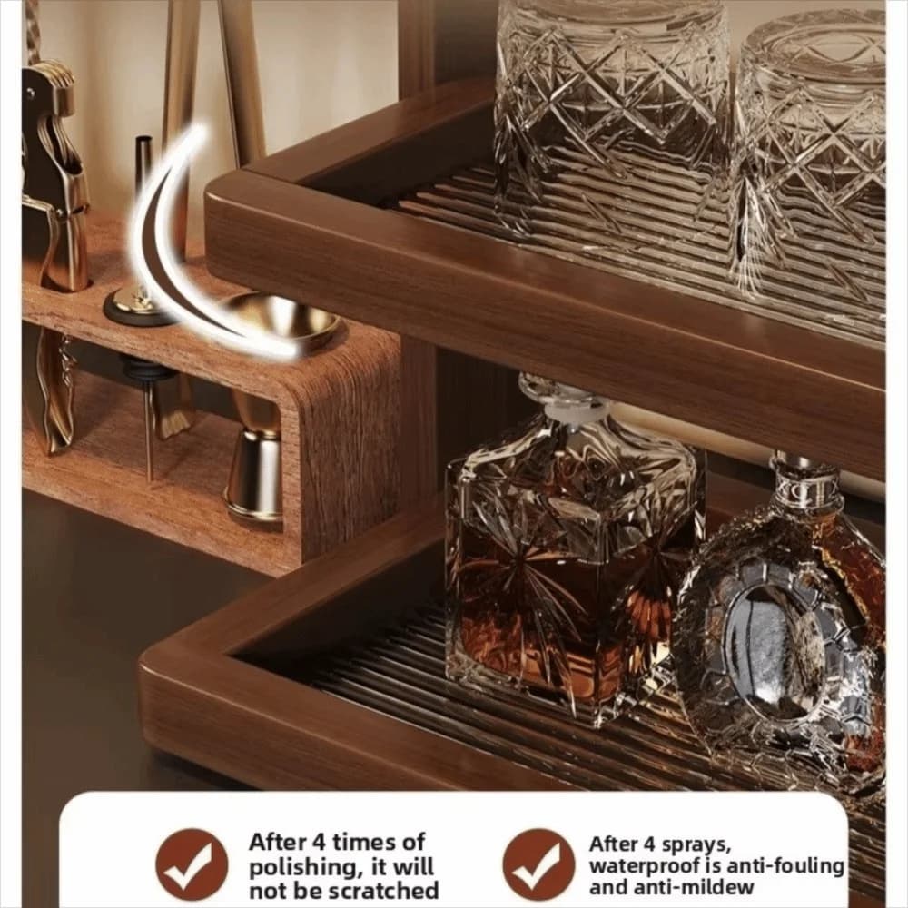 Prateleira de Exibição de Mesa de 2 Níveis em Bambu com Base de Acrílico Transparente, Grande Capacidade, Suporte de Armazenamento Antitombamento