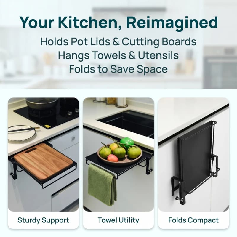 Mesa Flutuante Dobrável Montada na Parede, Prateleira Multifuncional de Extensão para Bancada, Rack de Armazenamento para Armário de Cozinha que Economiza Espaço