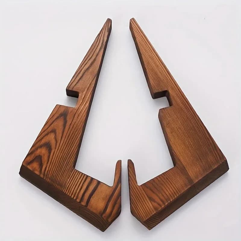 Suporte para livro de receitas Jácotei Design X em madeira castanho claro com base plana