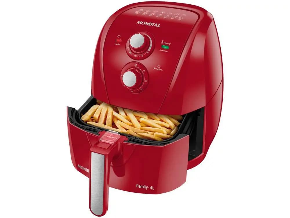 Fritadeira Elétrica sem Óleo Mondial Vermelha com Batatas Fritas
