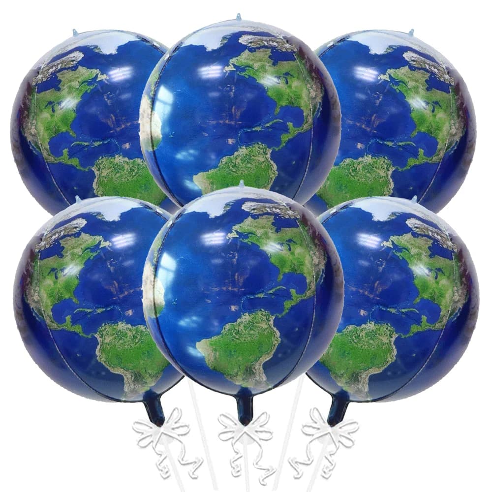 6 balões 22 polegadas 4D com mapa do mundo e galáxia para decoração de festa de aniversário
