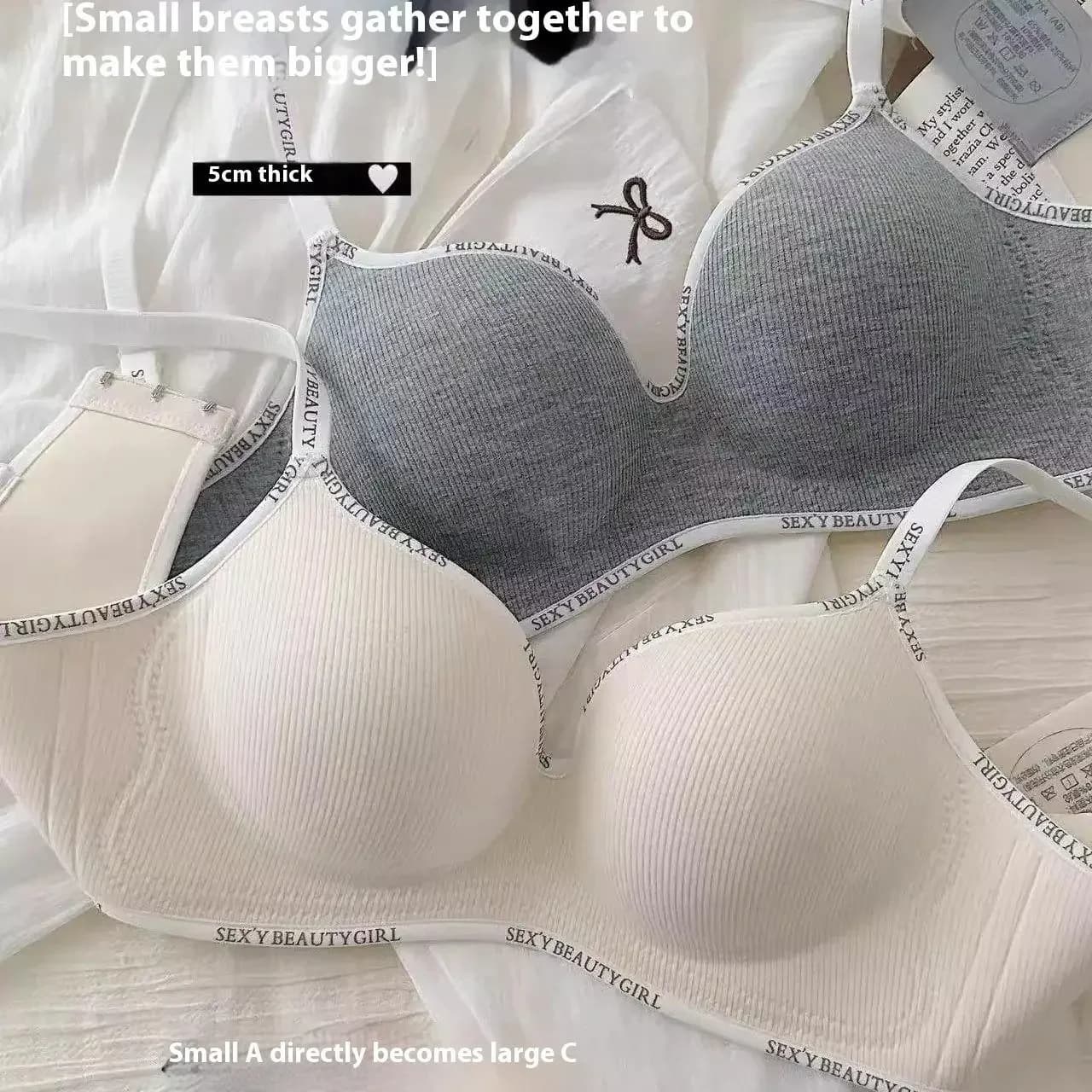 Sutiã push up acolchoado branco e cinza para seios pequenos com 10 cm de espessura