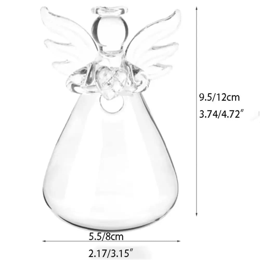 Dimensões do vaso decorativo de vidro anjo pendurado transparente com medidas em centímetros