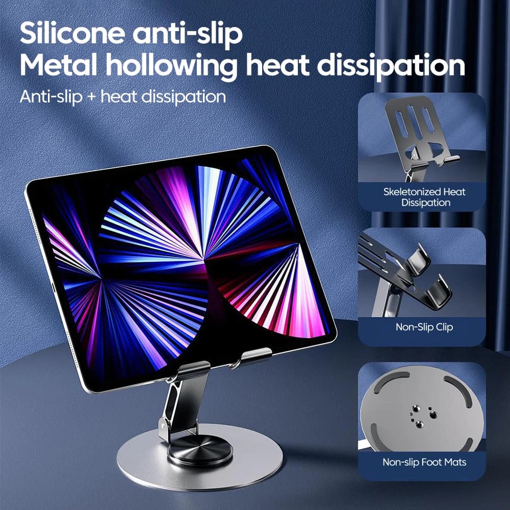 Suporte metálico para celular Jácotei prata com dissipação de calor e silicone antiderrapante