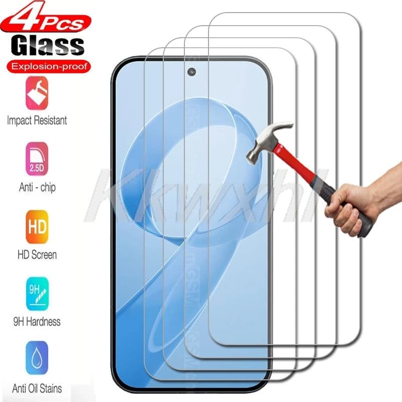 Kit de 4 protetores de tela de vidro temperado para Xiaomi, resistente a impactos e anti-risco, com dureza 9H.