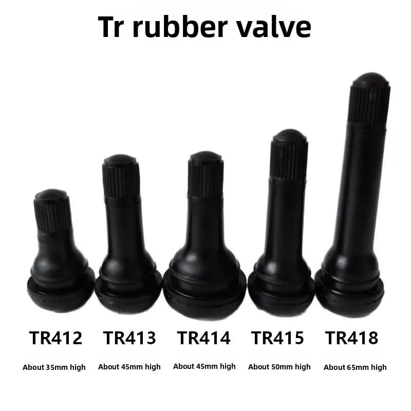 Conjunto de válvulas de borracha TR preta modelos TR412 TR413 TR414 TR415 TR418 com diferentes alturas para pneus