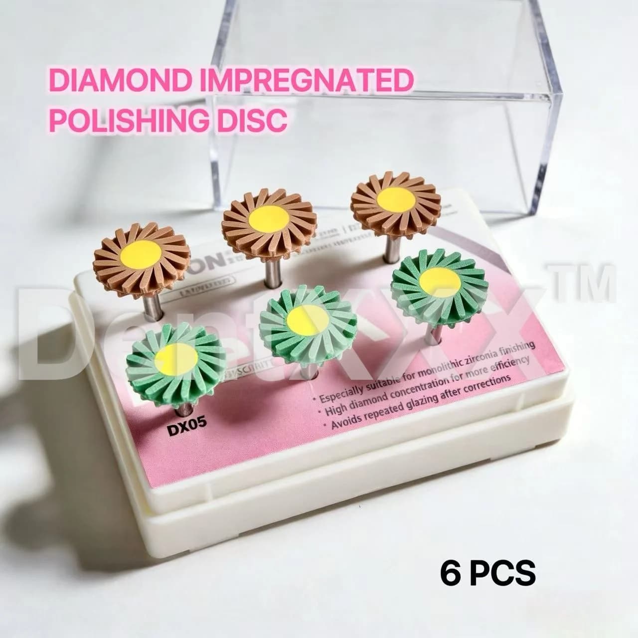 Rodas de polimento diamantadas impregnadas para acabamento zirconia conjunto 6 peças