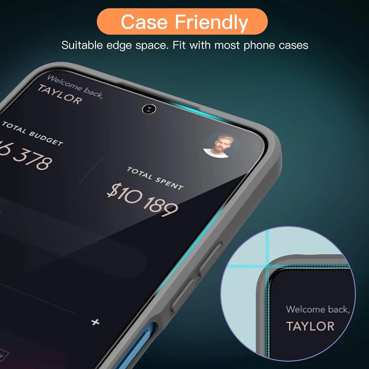 Protetor de tela Xiaomi 9D compatível com capas, espaço adequado nas bordas para Redmi Note