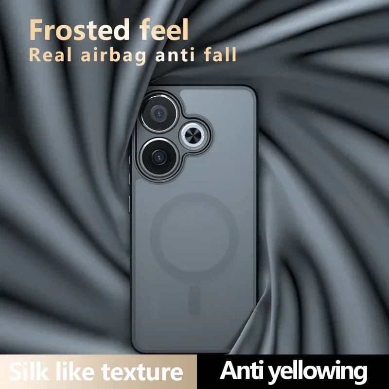 Capa fosca para Xiaomi Poco F6 com textura sedosa, airbag anti queda e proteção contra amarelamento