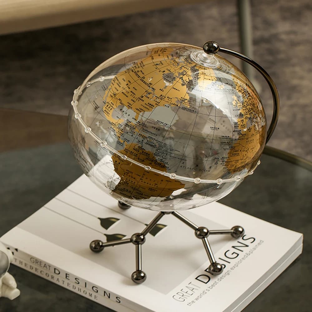 Globo LED transparente para decoração de casa, ornamento de luxo, sala de estar, estudo, escritório, decoração de mesa, terra