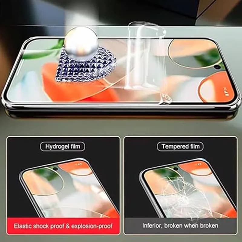 Comparação entre protetor de tela hidrogel elástico e filme temperado inferior para Motorola Moto G e Moto E