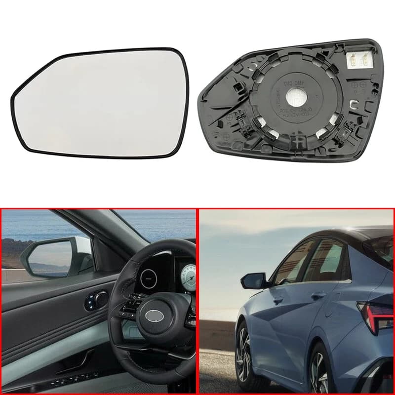 Espelho de vidro convexo aquecido para Hyundai Elantra 2020-2024, vista frontal e traseira do vidro