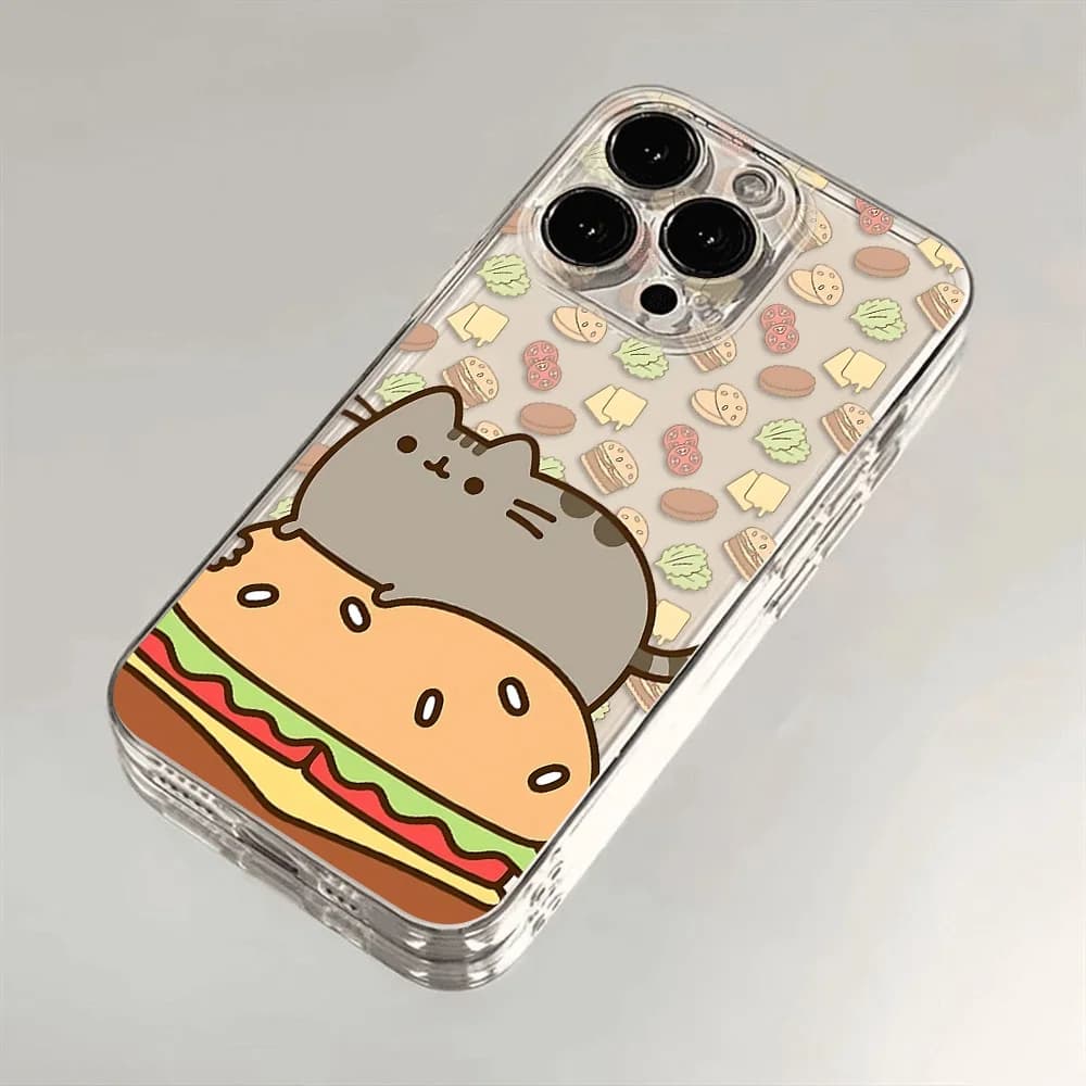 Capa transparente para Xiaomi Redmi Note 13 com estampa de gato cinza em hambúrguer colorido