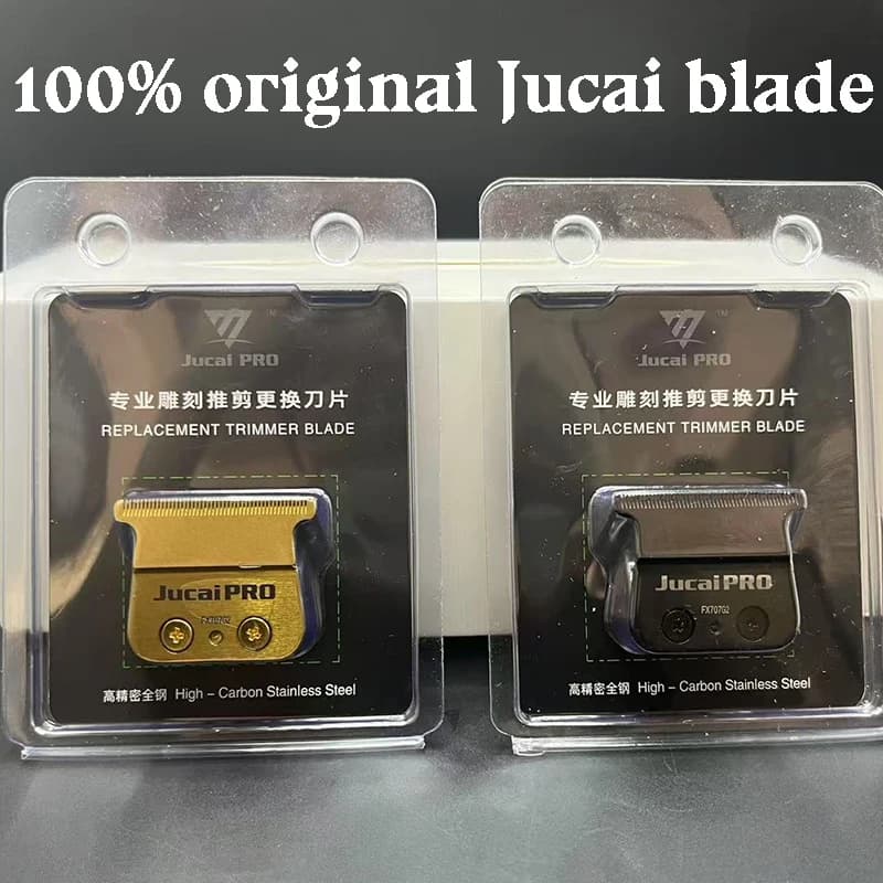 Kit lâminas Jucai PRO FX707G2 originais para aparador de pelos em aço carbono dourada e preta na embalagem