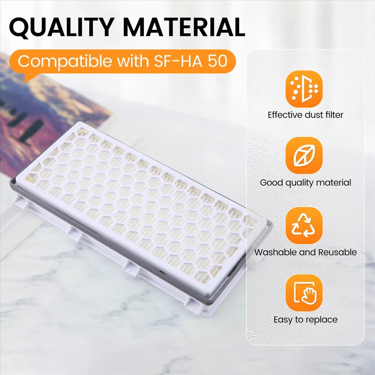Filtro HEPA branco para aspirador Miele SF-HA50 Airclean 50, material de alta qualidade, lavável e fácil de substituir