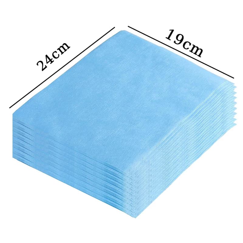 Pacote de filtros descartáveis azuis para aspirador de unhas com dimensões 24x19 cm
