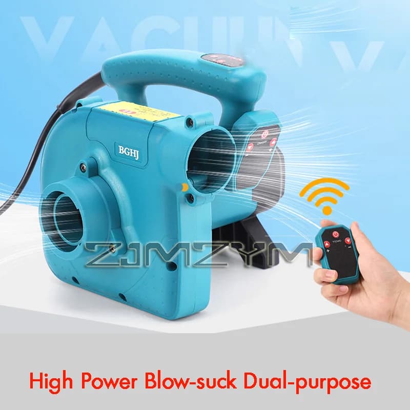 Máquina de entalhe de alta potência de nível industrial com coletor de poeira e ventilador, cor azul, logotipo BGHJ, controle remoto.