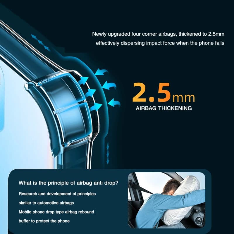 Capa Poco F2 Pro com airbags reforçados de 2,5mm para proteção contra impactos e quedas
