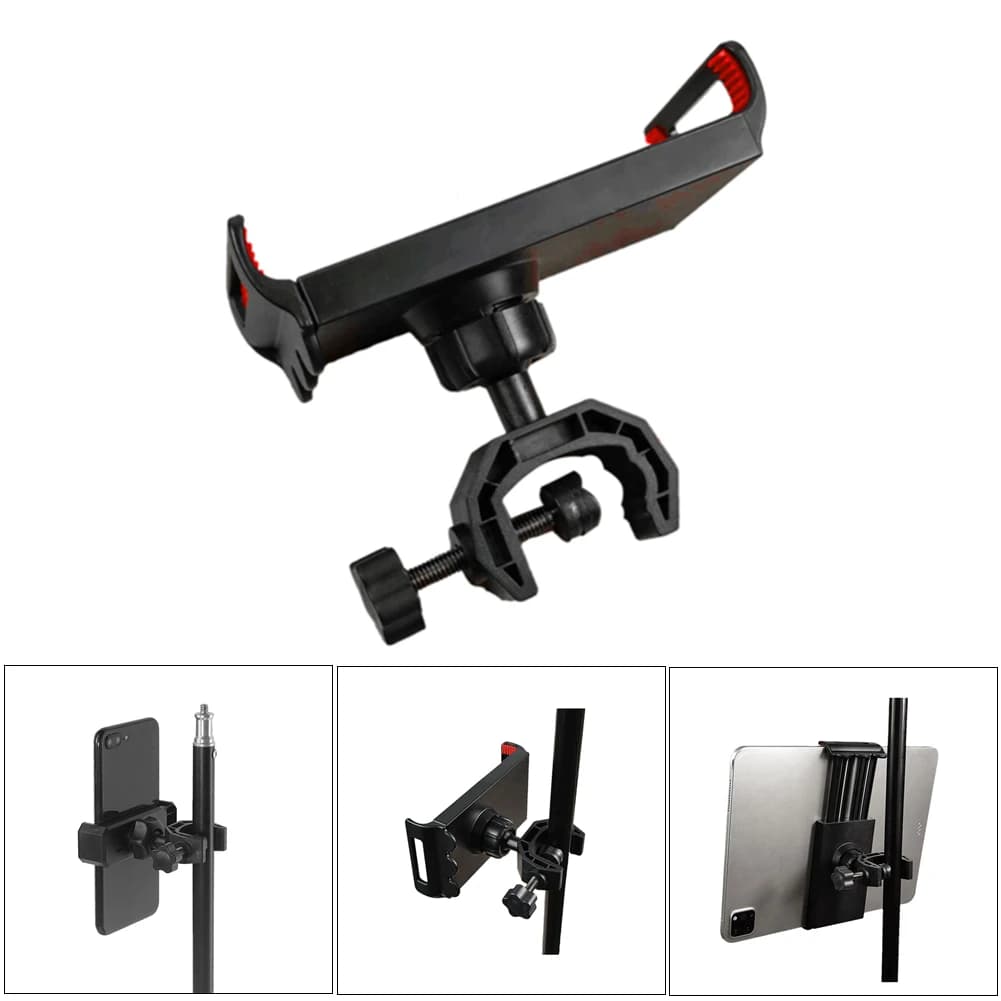 Tripé giratório 360 graus para telefone e microfone, suporte ajustável para celular e tablet
