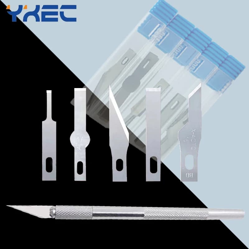 Kit de lâminas de bisturi de metal #11 e #17 antiderrapante para gravação em celulares, laptops e PCBs