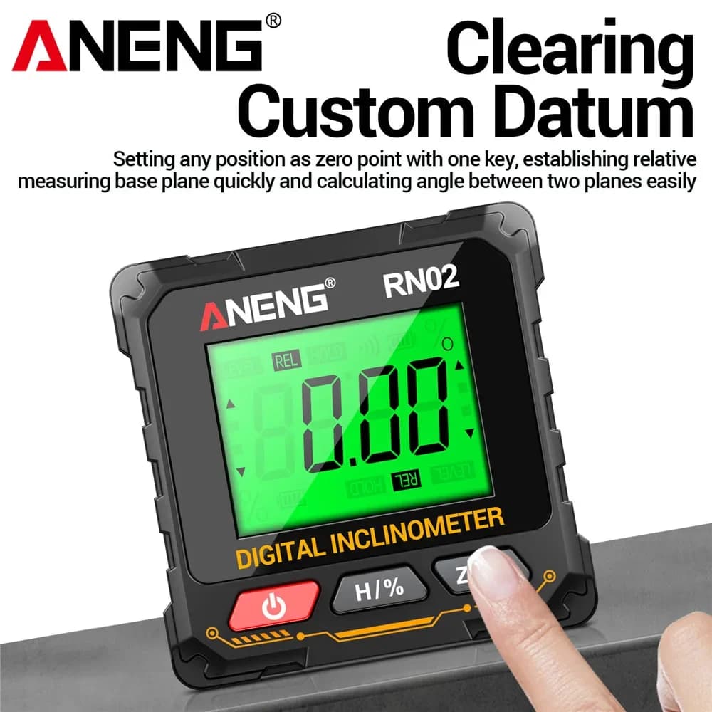 Localizador de ângulo digital magnético aneng rn03 inclinômetro laser recarregável usb transferidor nível ângulo régua medição de ângulo