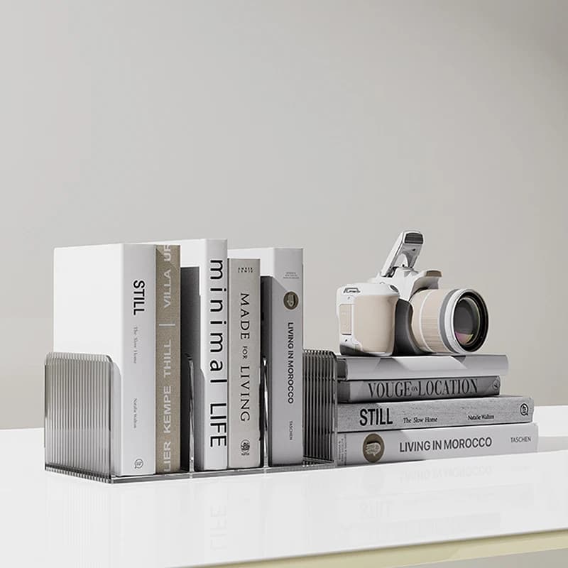 Organizador de mesa para livros verde translúcido com design funcional e 3 divisórias