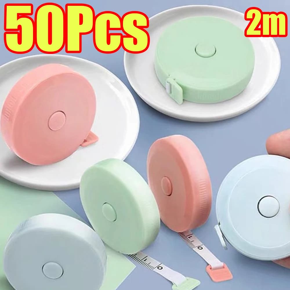 Fitas métricas retráteis macias em cores variadas para medição corporal e artesanato
