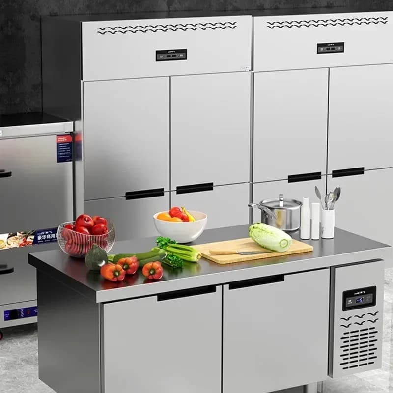 Bancada de trabalho refrigerada comercial de manutenção fresca congelar g freezer plano de temperatura dupla barra de água horizontal de aço inoxidável