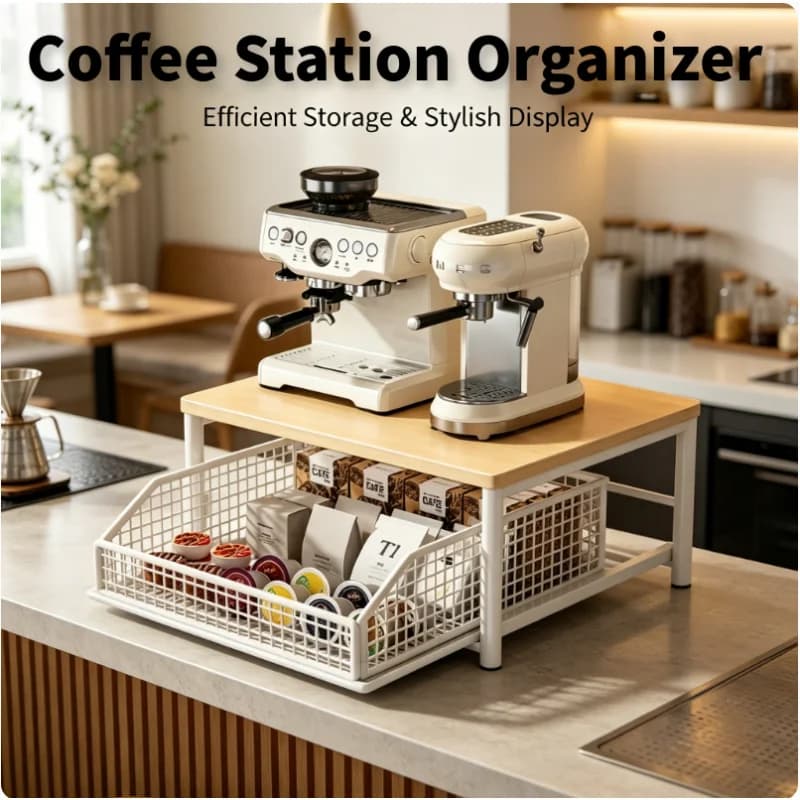 Organizador de Prateleira para Cafeteira de Micro-ondas, Economizador de Espaço, Suporte de Bancada para Eletrodomésticos, Design Moderno e Elegante