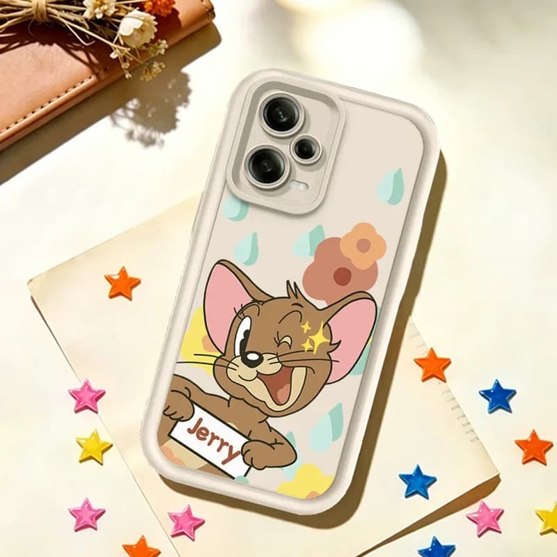 Capa de telefone Tom e Jerry para Xiaomi Redmi, com design de personagens.