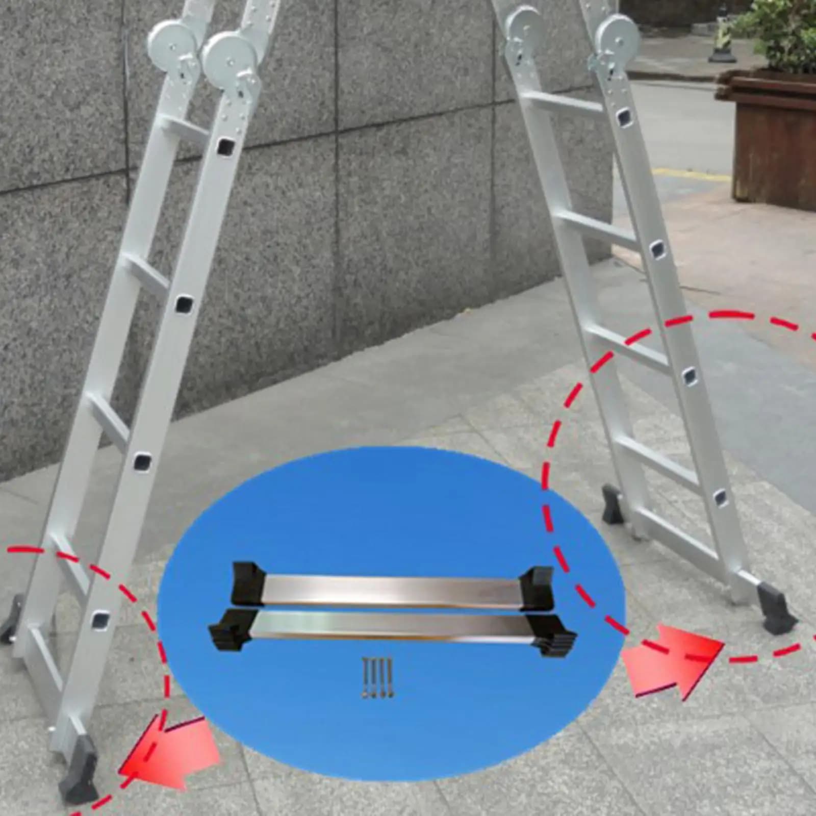 Barra de equilíbrio para escada extensível de 63 cm em liga de alumínio com protetores de pés