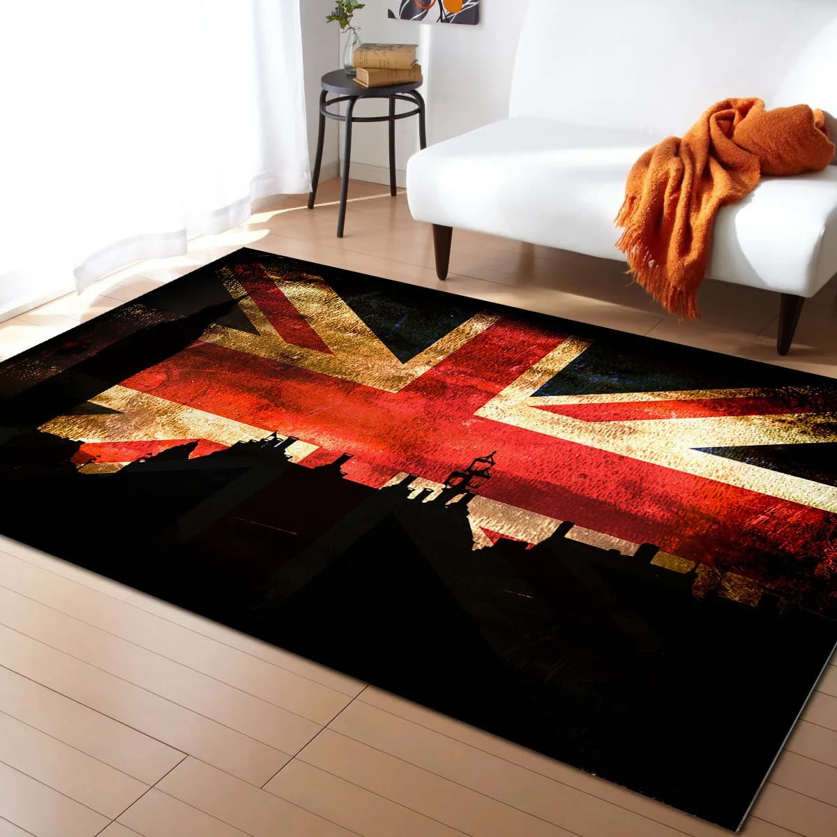 Tapete Padrão Retro Bandeira Britânica, Tapetes de grande área, Tapetes de quarto, Modern Home Living Room Decor, Tapete