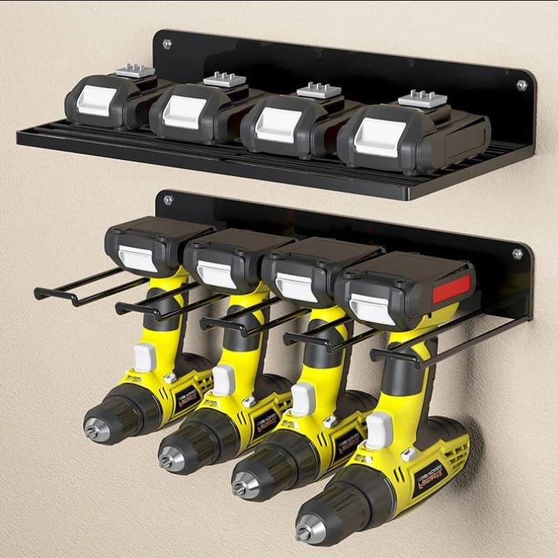 Rack de ferramentas elétricas, organizador de broca, montagem na parede, prateleira flutuante, suporte de broca elétrica, resistente para oficina, garagem