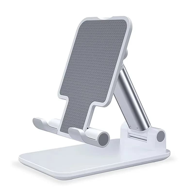 Suporte de mesa dobrável branco para celular e tablet, ajustável, universal para iPhone, iPad, Xiaomi