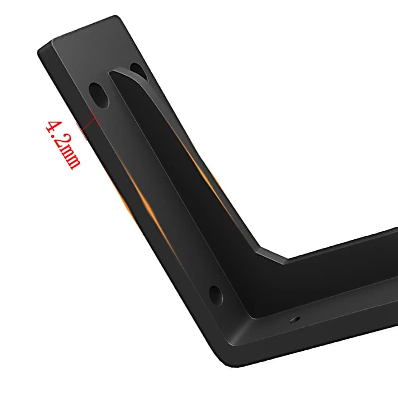 Suporte de parede triangular preto reforçado com espessura de 4,2mm para mesa e armário