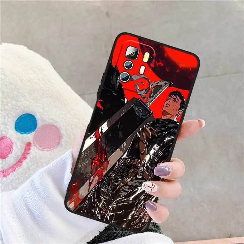 Capa preta para Xiaomi Redmi Note 15 com estampa de Guts do anime Berserk em silicone