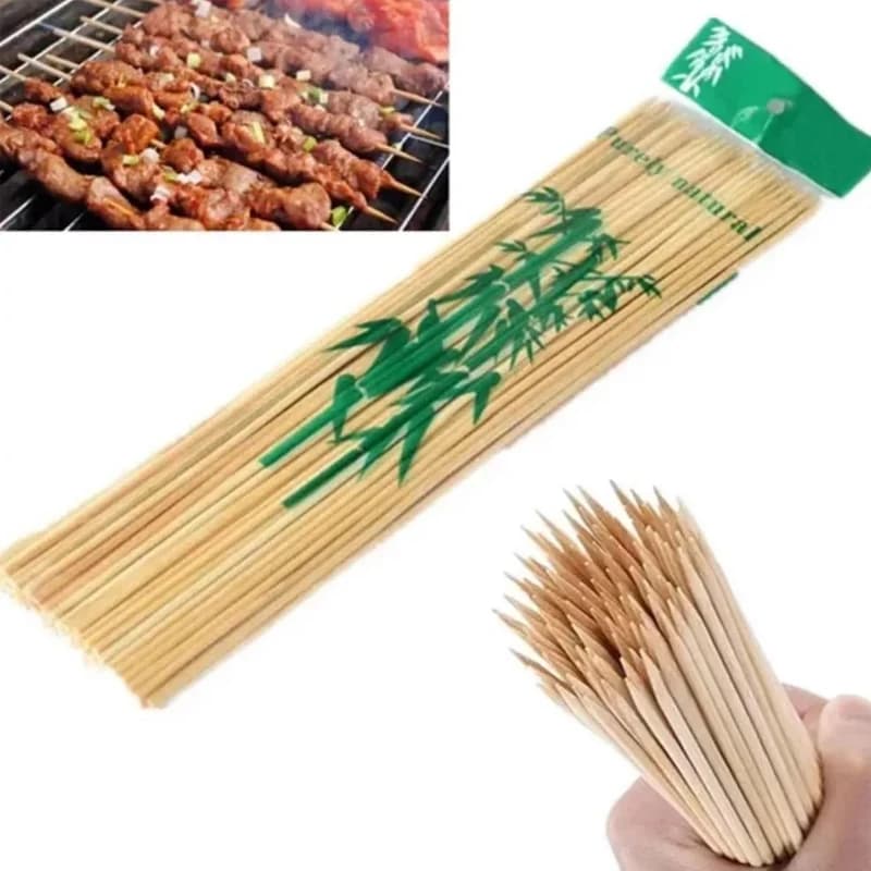 Espetos de bambu descartáveis de 20cm, palitos de churrasco de bambu para cozinhar ao ar livre, palitos de frutas, ferramentas práticas para churrasco