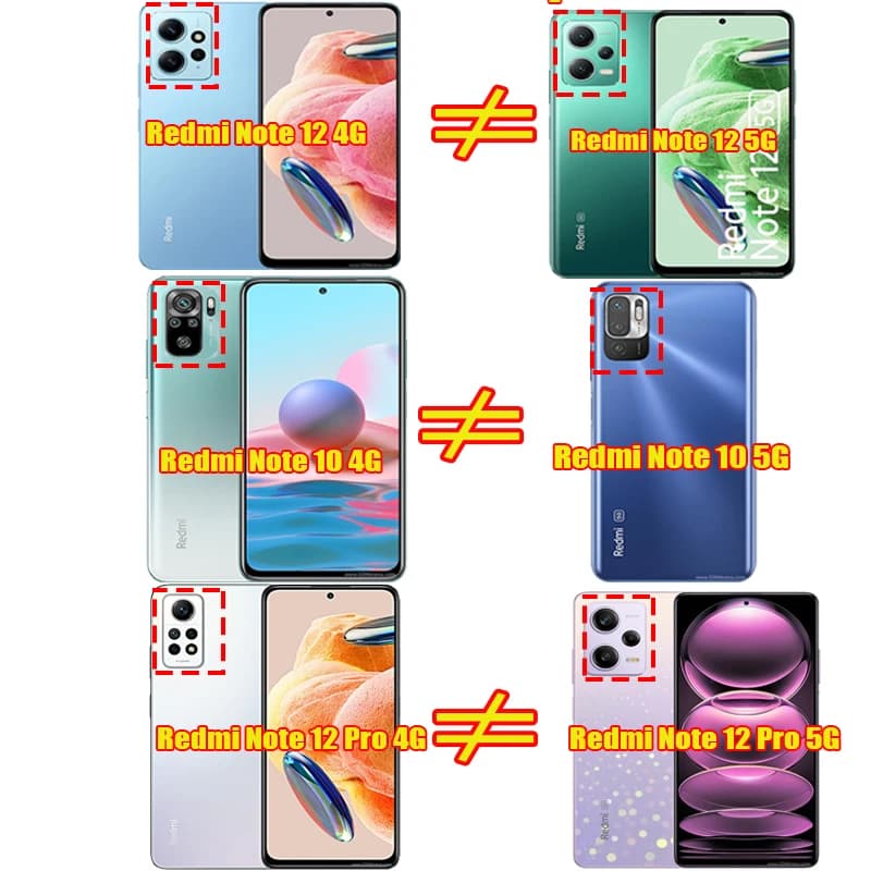 Comparativo de câmeras e modelos entre Redmi Note 10, 12 e versões 4G e 5G para escolha correta da capa