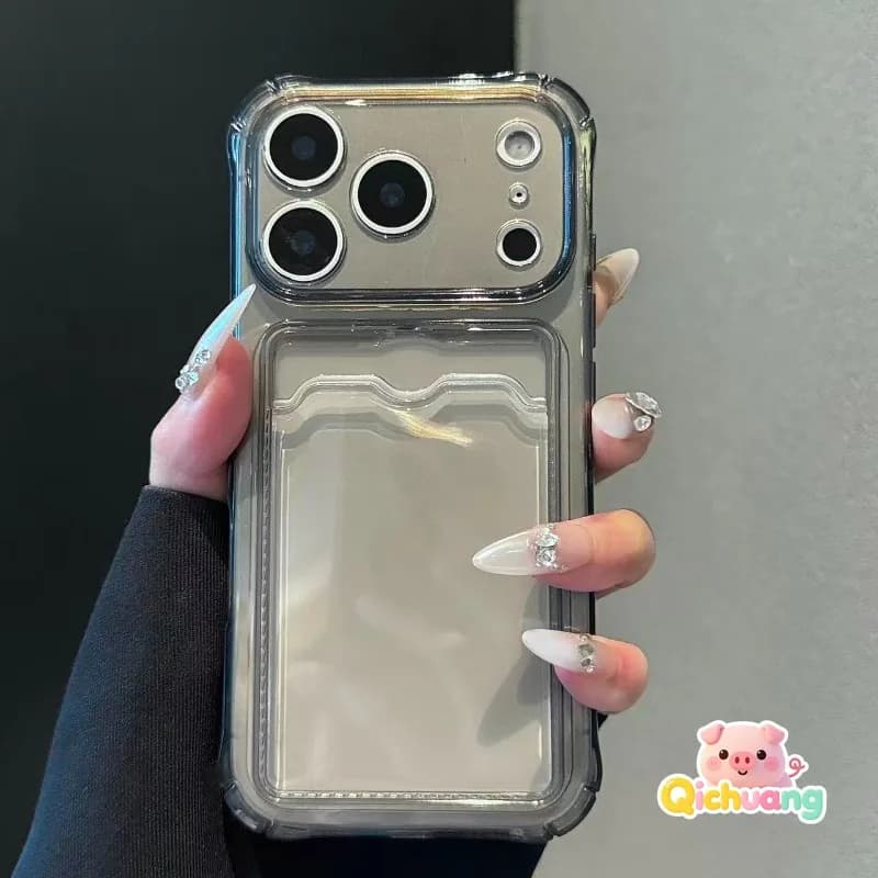 Capa transparente simples para Xiaomi Poco X7 Pro X6 X5 com proteção para câmera e bolso para cartão