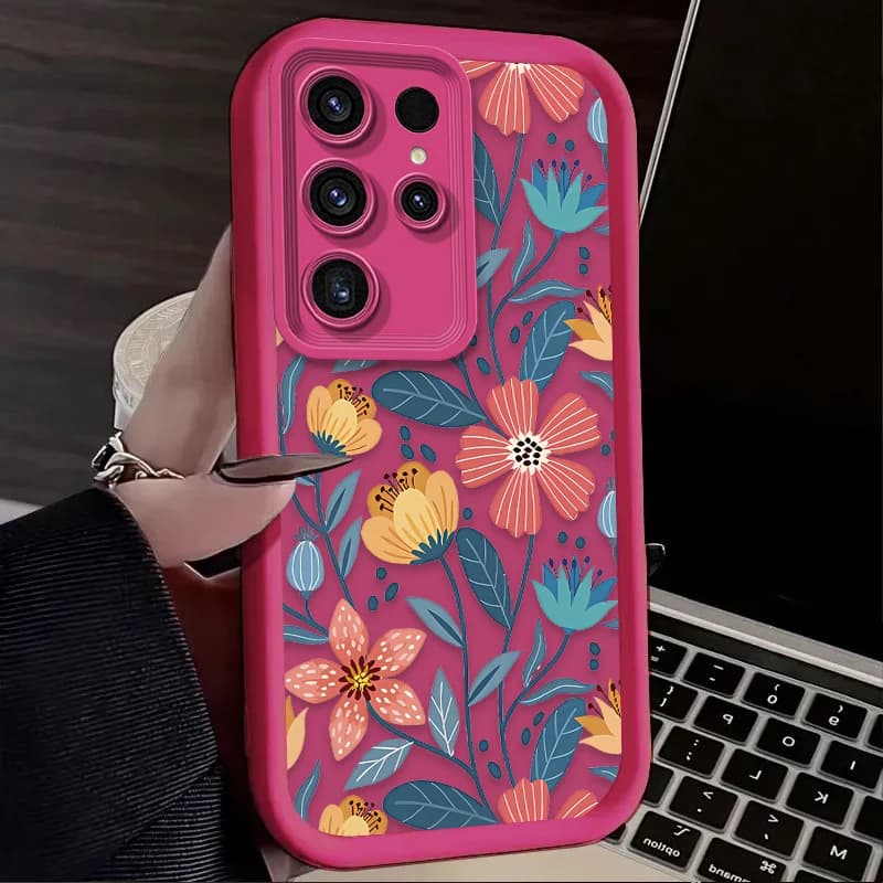 Arte colorida flor caso de telefone para samsung galaxy s24 s25 s23 ultra s22 s21 plus fe a36 a56 a26 a16 a06 a15 a25 a35 a55 5g etui