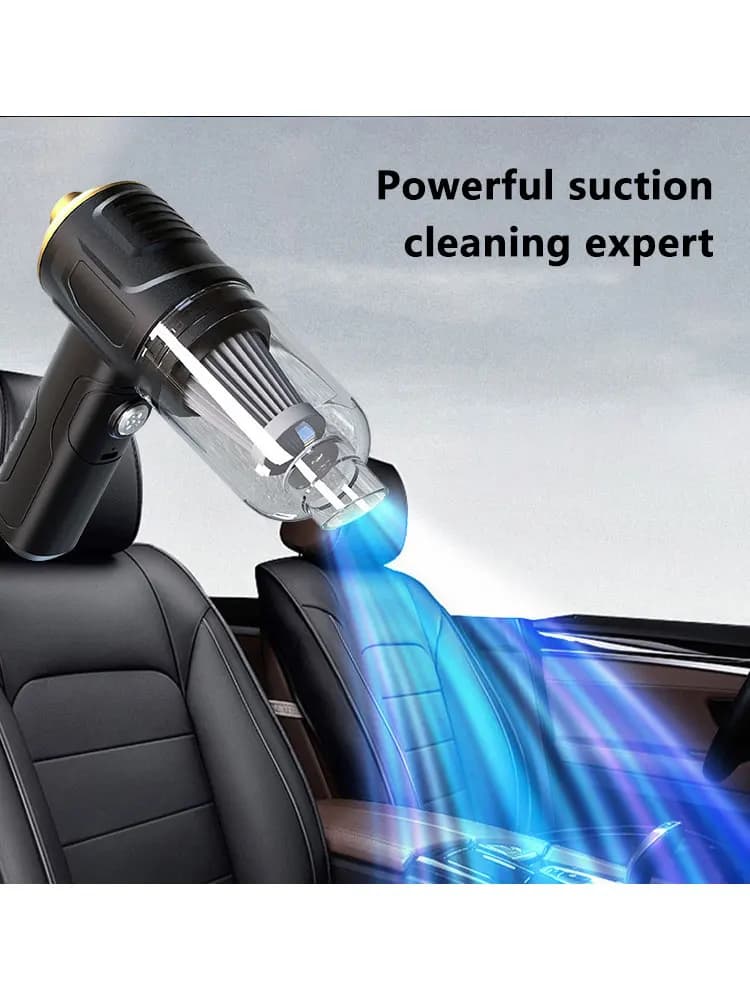 Aspirador portátil Lenovo com sucção potente para limpeza de interiores de carros em assentos de couro pretos