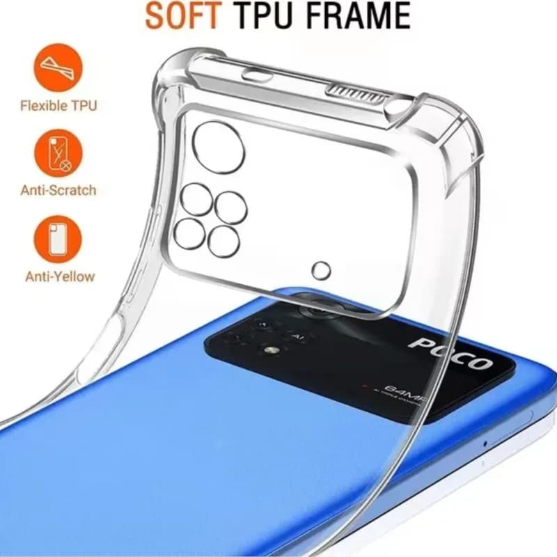 Capa transparente flexível em TPU para Xiaomi POCO com proteção anti-risco e anti-amarelamento
