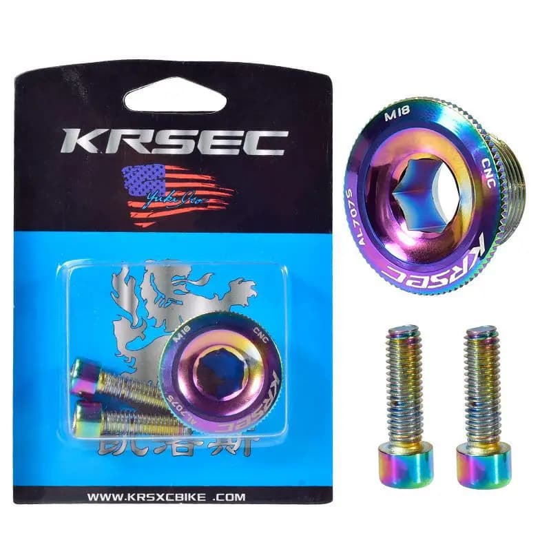Kit de acessórios de manivela de bicicleta KRSEC com tampa iridiscente e parafusos multicoloridos