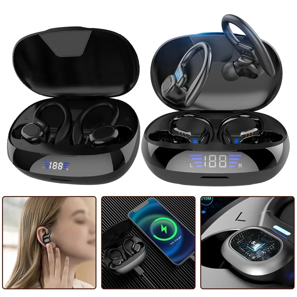 VV2 TWS Bluetooth Fones De Ouvido Com Microfone, Sem Fio, À Prova D 'Água, Fones De Ouvido 5.0, Carregamento, Compartimento, Ear-Hook, Esportes