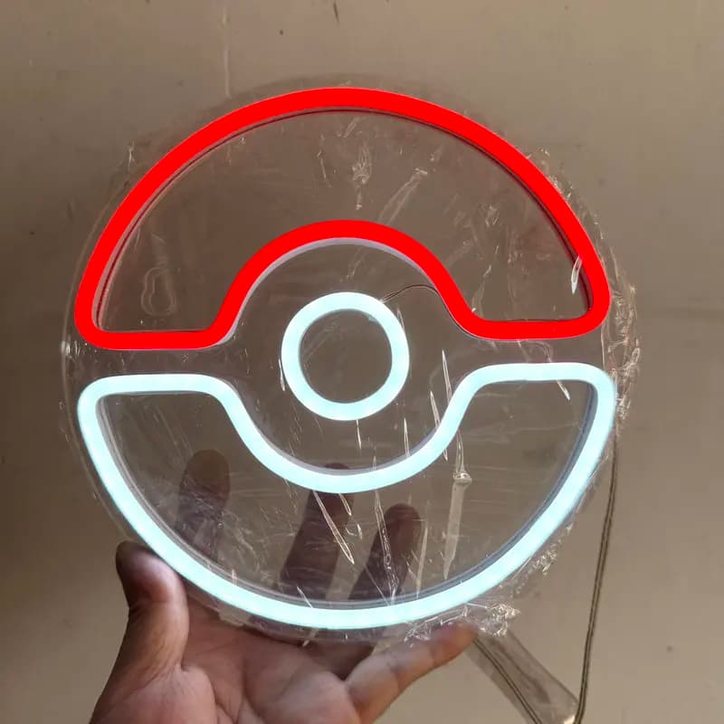 Decoração de Parede Criativa em LED de 20*20cm com Luzes Neon de Poke Ball para Quarto de E-Sports, Presente para Meninos