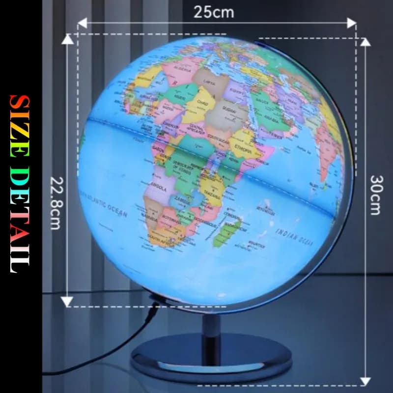 Globo Mundial LED e Sem LED de 25cm com Rotação 360° em Inglês
