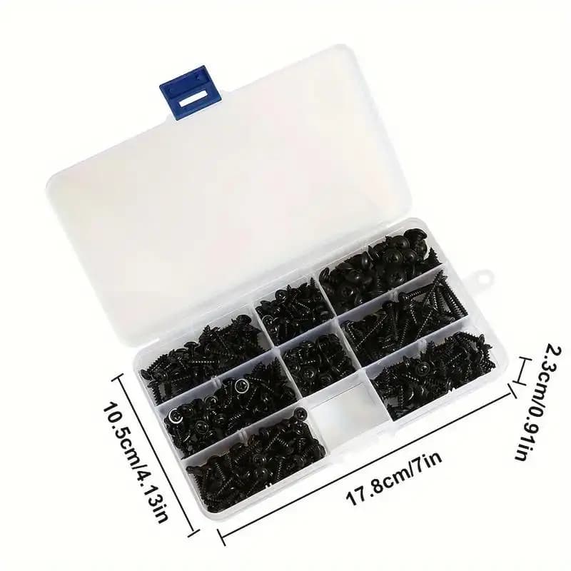 Kit de parafusos auto-roscantes pretos cabeça panela M3 M3.5 M4