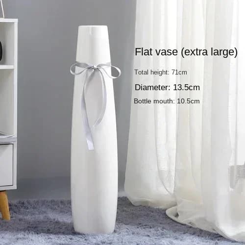 Vaso decorativo branco extra grande em cerâmica com laço cinza estilo minimalista para plantas