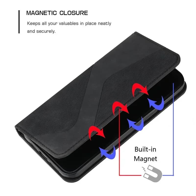Capa de couro magnético para Xiaomi Poco M6 Pro 4G C61 C65 X6 5G, vermelho, azul, verde, preto, marrom e cinza
