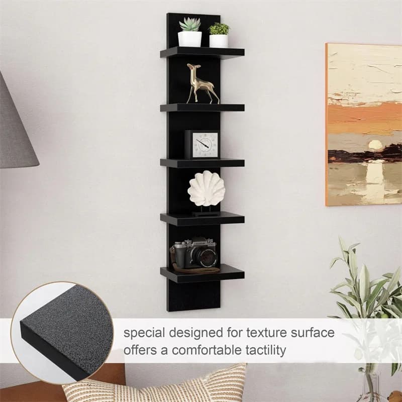 Prateleira Vertical de 5 Níveis para Armazenamento de Figuras de Anime com Ganchos para Mesa e Parede